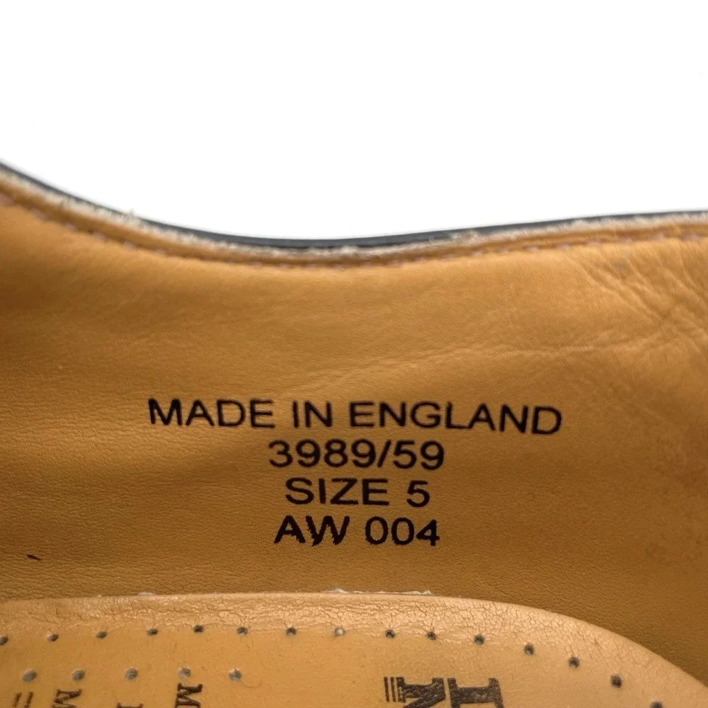 Dr. Martens 3989 Made in England Black White Wingtip Brogue Shoes Women's Size 7